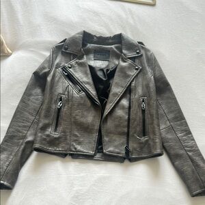 BLANK NUYC Gray Leather Style Jacket